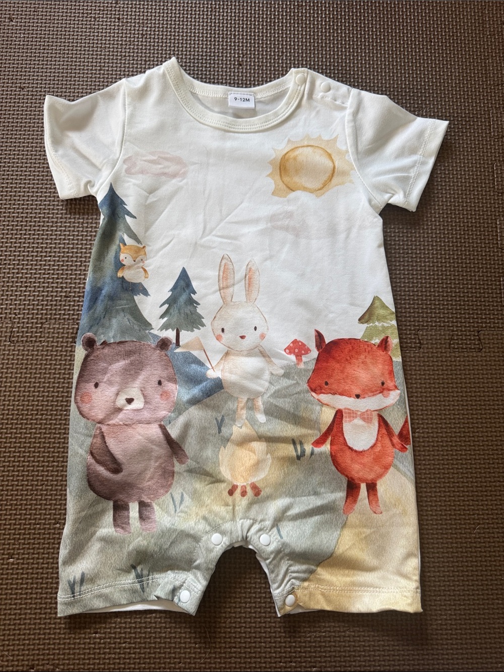 Woodland Friends Baby Romper - Sun & Animal Print